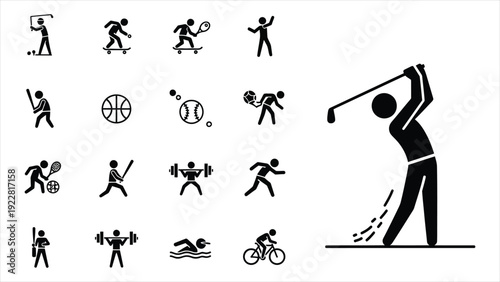Sports & Fitness Activity Icon Set – 24 Solid Vector Pictograms.