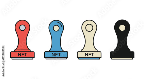 NFT Stamp Line art clean color illustration
