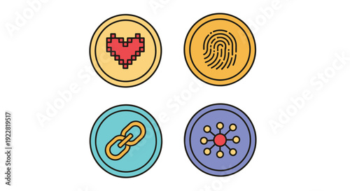 NFT Token Coin Line abstract bright tone vector