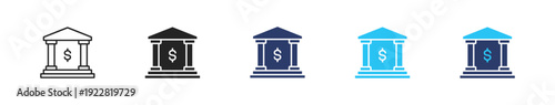 Bank icon set illustration multiple style collection