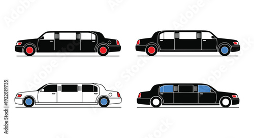 Limousine Line art clean color illustration