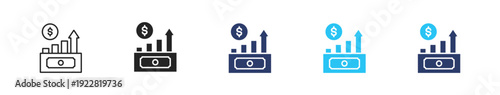 Financial analytics. icon set illustration multiple style collection