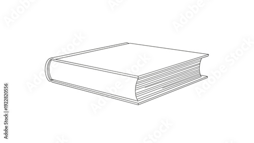 Thick hardcover book illustration in a clean line art style for reading, education, library, and bookstore concepts on white background.