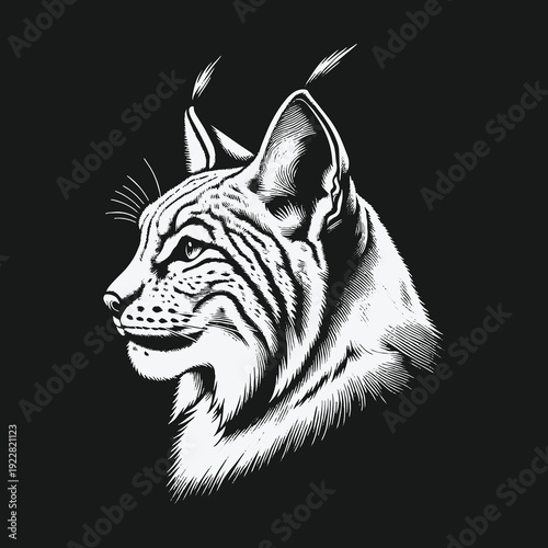 Detailed Lynx Portrait: A Study in Black and White.