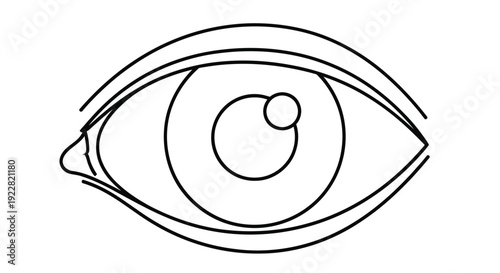 Simple line drawing of a human eye minimalist style with stark black outlines