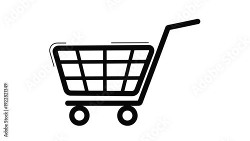 Shopping cart icon in a sketchy line art style representing retail, e-commerce, consumerism, and online shopping activities concepts.