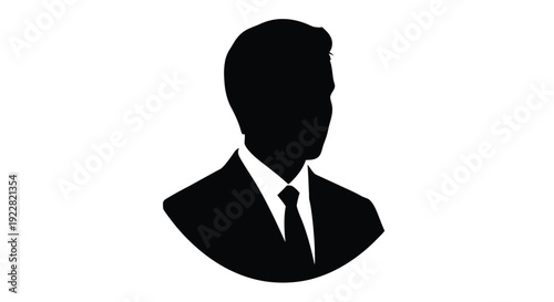 Silhouette of a man in a suit and tie against a white background