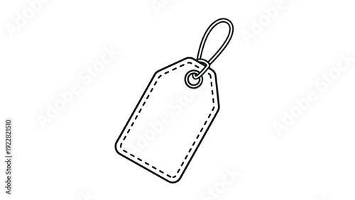 Simple price tag or gift tag line art illustration for retail sales, branding, shopping, and personalized gift labeling concepts.