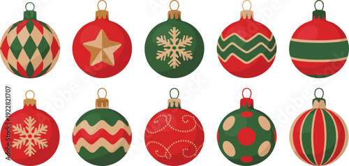 : Christmas Ornament Outline Icons  Festive Ball Decorations