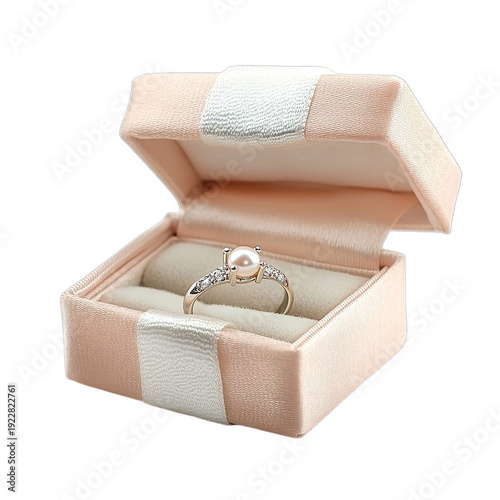 Blush Pink Velvet Ring Box with Elegant Diamond Ring for Wedding Proposal