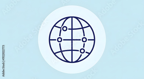 Wallpaper Mural A simple line drawing of a globe on a light blue background Torontodigital.ca