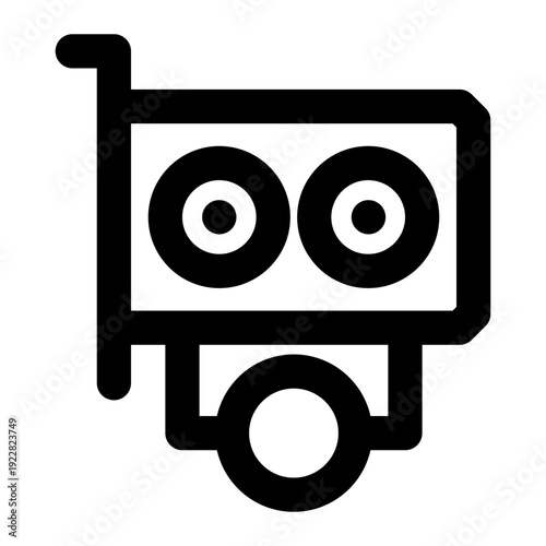 Black and white line icon of a GPU graphics card with a cooling fan, representing crypto mining hardware.