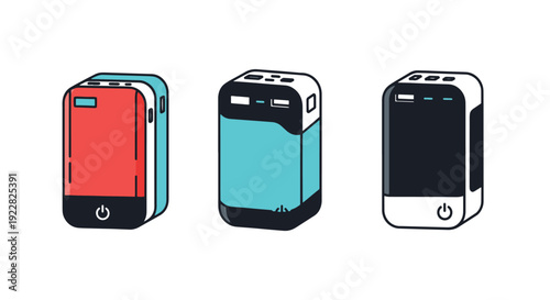 Power Bank Line art minimal digital color illustration