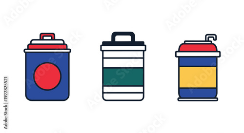 Mini Canister Line modern color vector design