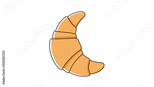 Simple illustration of a golden brown flaky croissant pastry isolated on a plain white background for bakery themes.