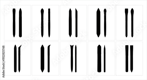 Variety of whisk kitchen utensils in a grid pattern on white background for cooking and baking