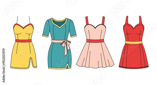 Mini Dress Line art abstract clean color vector