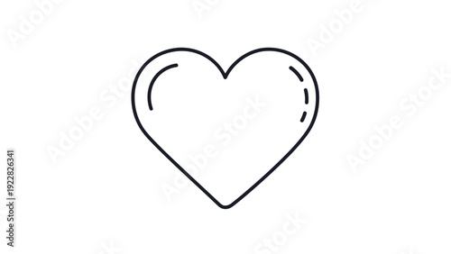 Simple black line drawing of a heart shape with small highlights isolated on a clean white background for love themes.