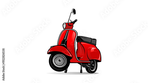 Red Vintage Scooter Isolated on White Background