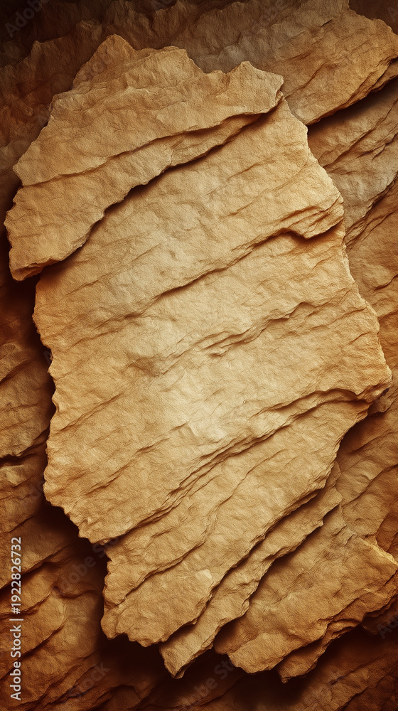 Fototapeta premium Earth's Canvas: A close-up shot that reveals the beauty of natural layers. The image showcases the textures and patterns of stratified rock formation, revealing earth's history.