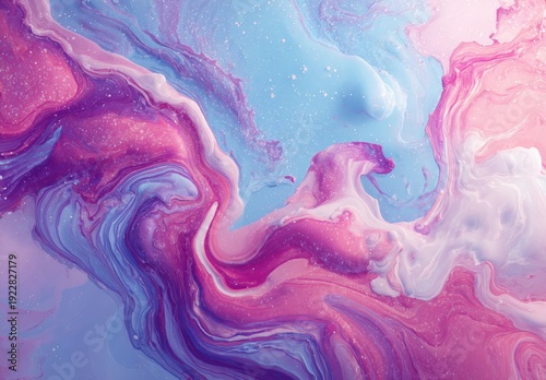 Abstract Fluid Art Swirls in Pink, Purple, Blue, and White for Elegant Artistic Background Design
