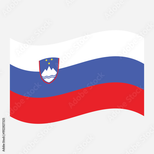 Slovenia flag waving isolated on white background national symbol