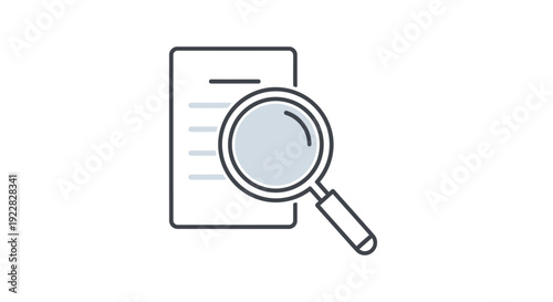 Magnifying glass on document icon.