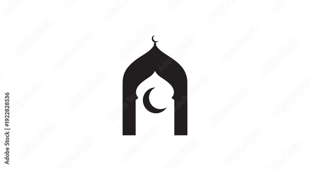 Obraz premium Islamic arch with crescent moon.