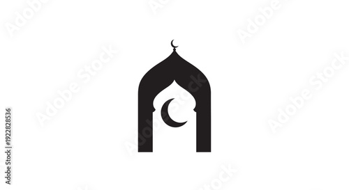 Islamic arch with crescent moon.