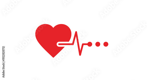 Red Heartbeat Line Medical Symbol Graphic.