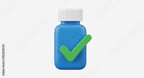 Blue medicine pill bottle icon.