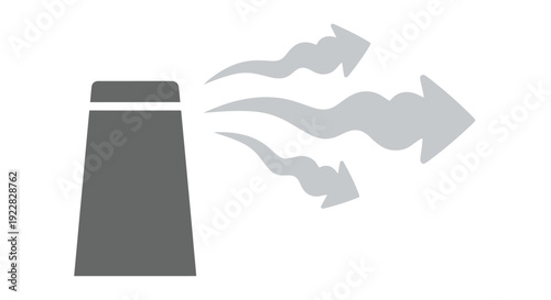 Simple gray icon depicting a factory smokestack emitting smoke or pollution