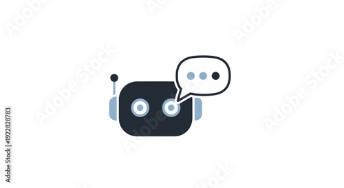 Robot with speech bubble icon.