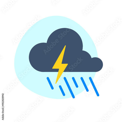 cloud and lightning storm vector flat icon