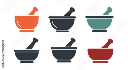 Mortar Pestle Line abstract smooth color vector