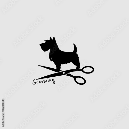 grooming dog vector logo design