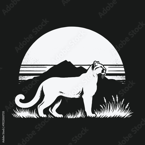 Majestic Mountain Lion Silhouette: A Symbol of Wilderness and Strength.
