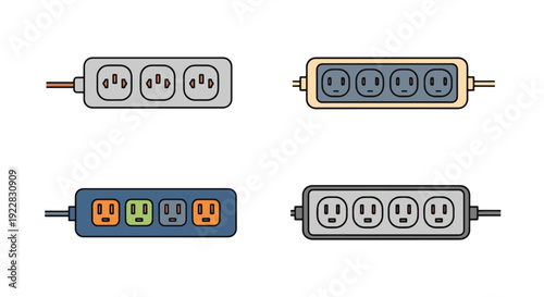 Power Strip Line art bold creative color illustration