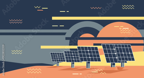 Solar Panels Renewable Energy Illustration.