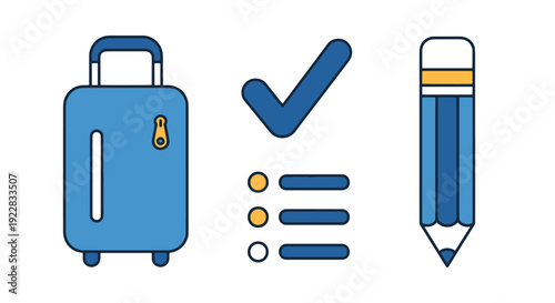 Packing List Line clean bright color illustration