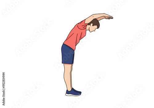 Man Outdoors Performing Stretching Exercise for Body Fitness and Flexibility Training Active Lifestyle Movement and Health