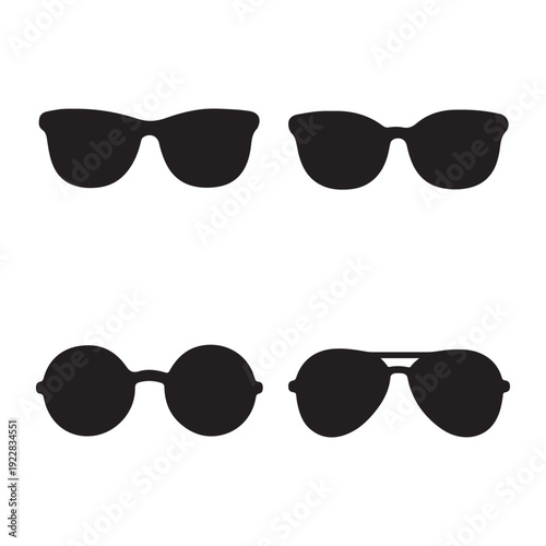 A stylish set of black plastic sunglasses and optical eyeglasses isolated on white, featuring elegant frames and protective lenses as essential summer fashion accessories for vision and eye protection