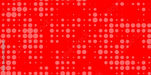 A vibrant red background features a halftone pattern of lighter red dots creating a dynamic and textured visual effect throughout the image high-quality.