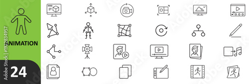 A collection of 20th century animation related icons and symbols
