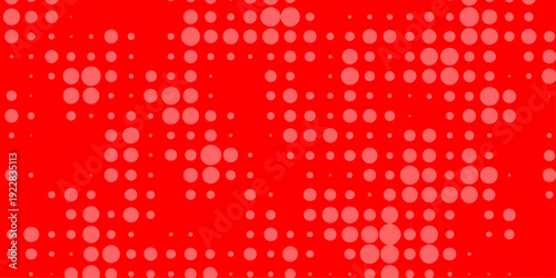 A vibrant red background features a halftone pattern of lighter red dots creating a dynamic and textured visual effect throughout the image high-quality.