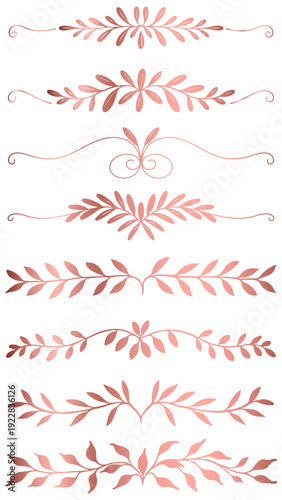 Decorative vignettes and ornaments on a transparent background (red gold)