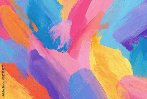 Abstract Colorful Brushstrokes in Blue, Pink, Orange, Yellow, and Purple for Artistic Modern Background Design