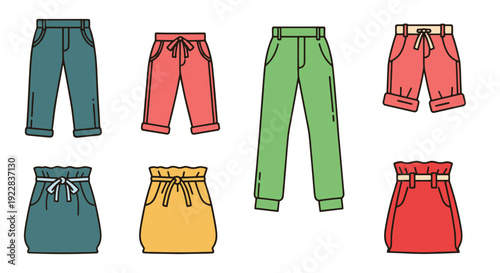Paperbag Pants Line soft tone color vector