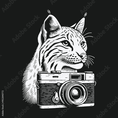 Lynx Photographer: A Striking Black and White Illustration of Wildlife.