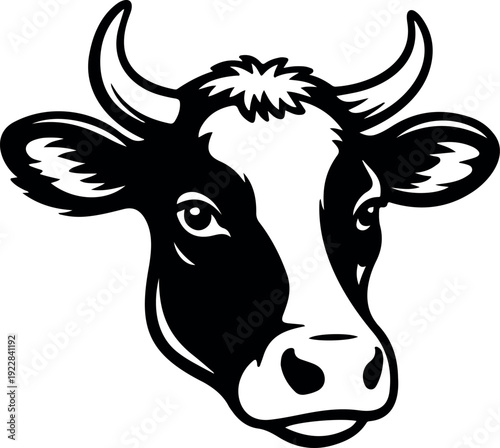 Cow Head Silhouette Vector Set Right-Facing Cattle Icon